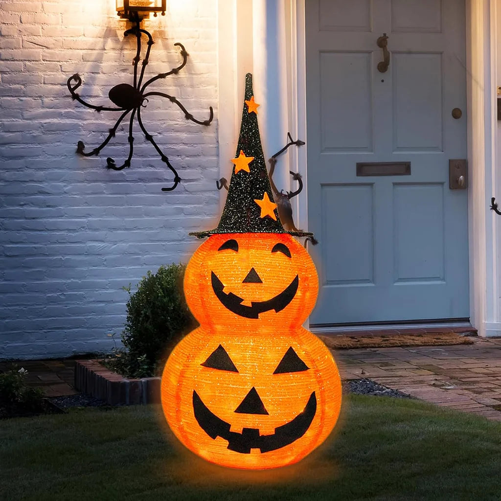 Pre-Lit Light Up Pumpkin with Hat