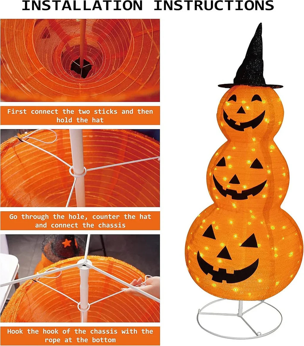 Pre-Lit Light Up Pumpkin with Hat