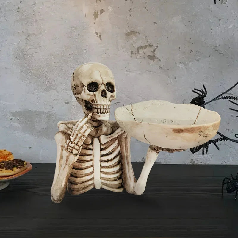 Resin Skull Tray Ornament with Bowl