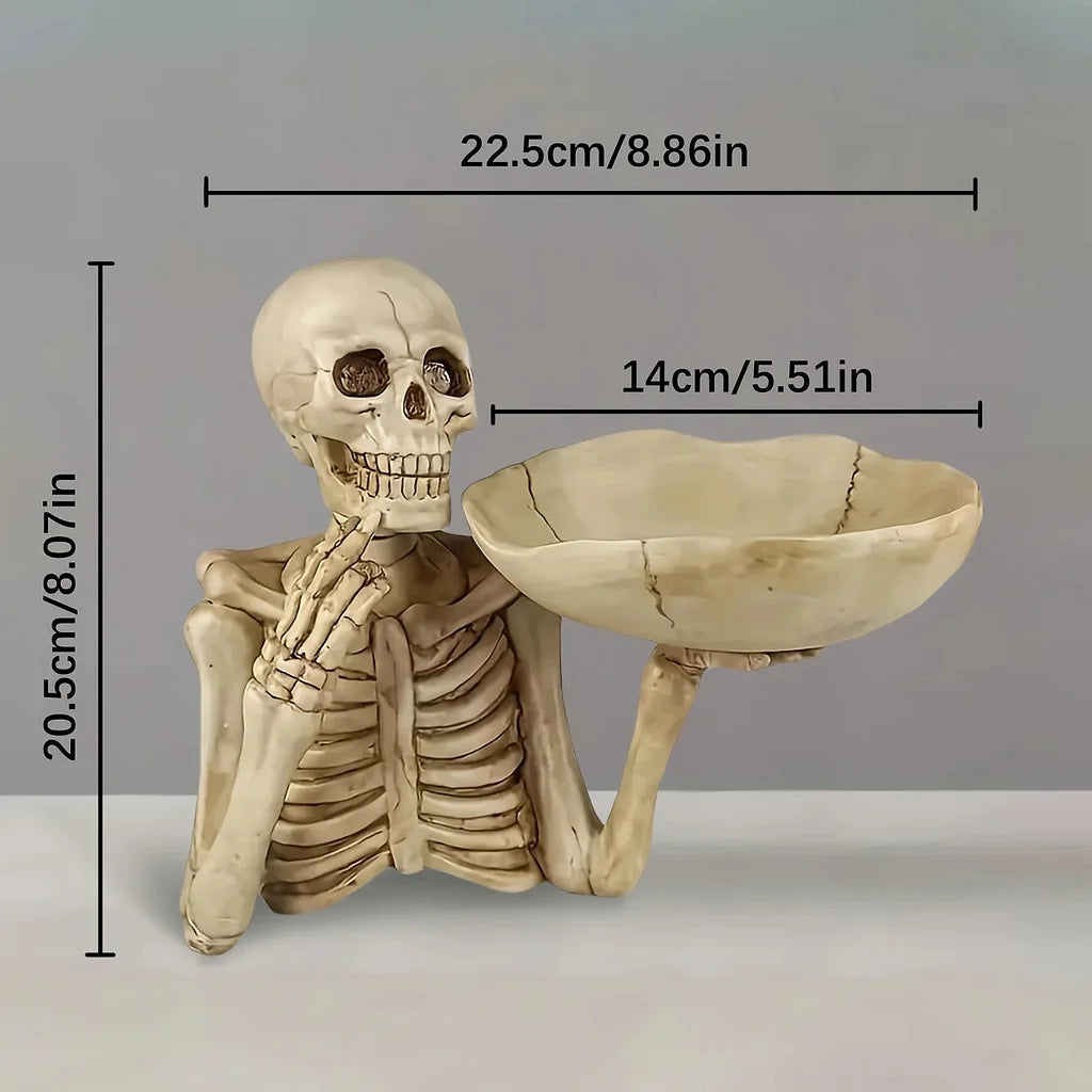 Resin Skull Tray Ornament with Bowl