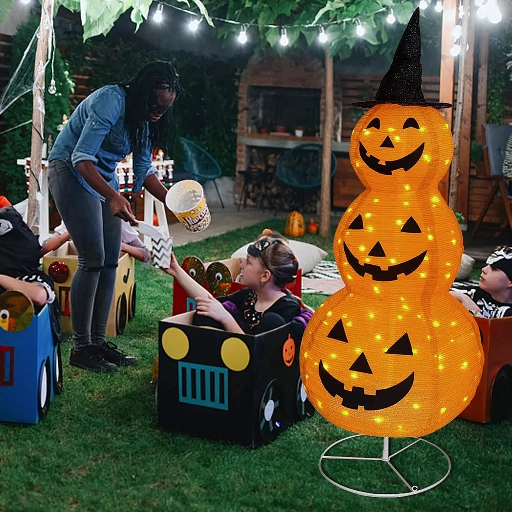 Pre-Lit Light Up Pumpkin with Hat