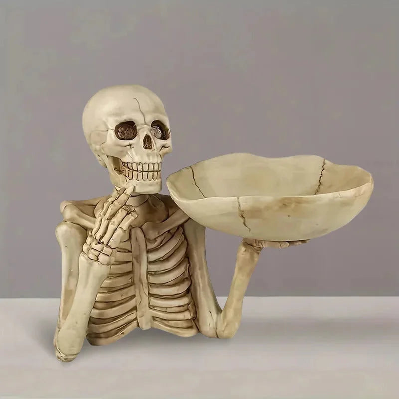 Resin Skull Tray Ornament with Bowl