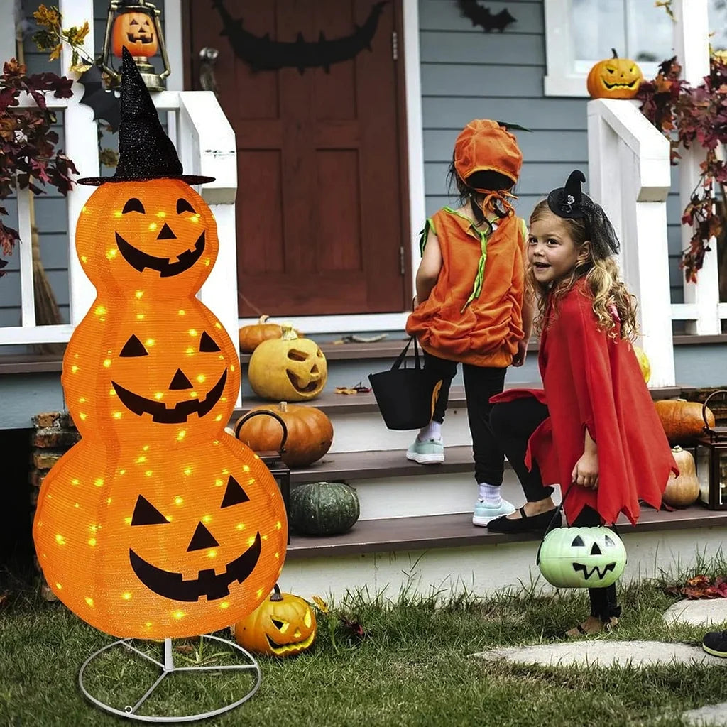 Pre-Lit Light Up Pumpkin with Hat