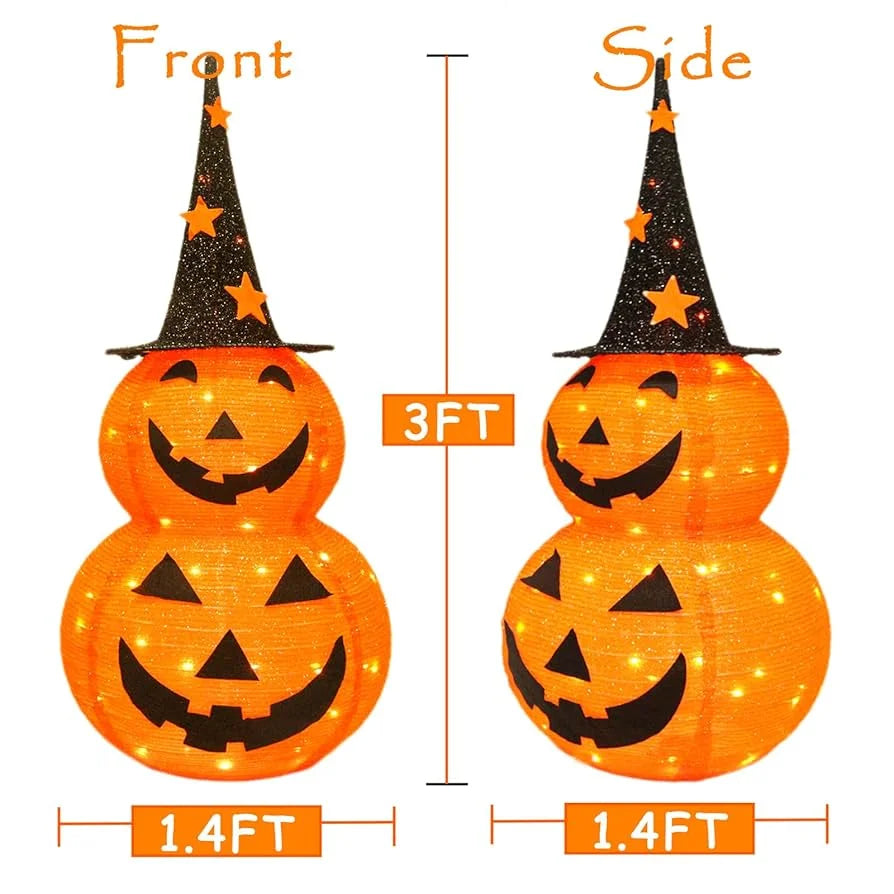 Pre-Lit Light Up Pumpkin with Hat