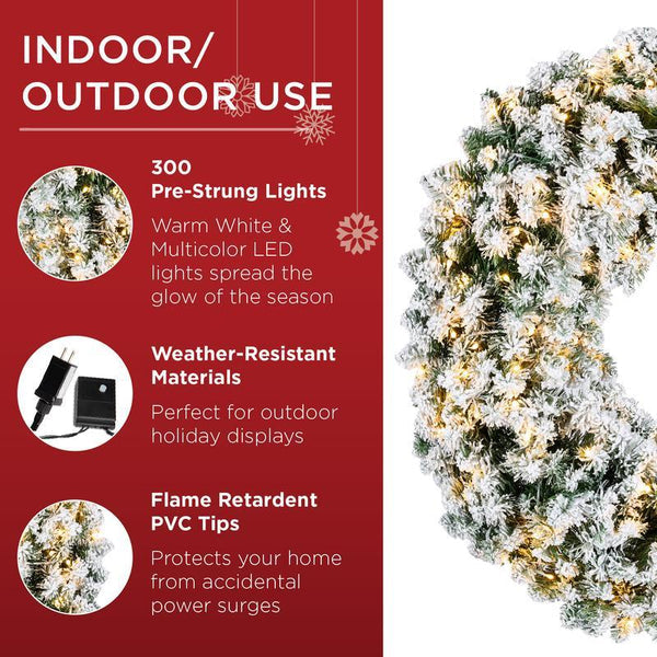 Fir Christmas Wreath Decoration With 2-in-1 LED Lights