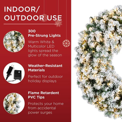 Fir Christmas Wreath Decoration With 2-in-1 LED Lights