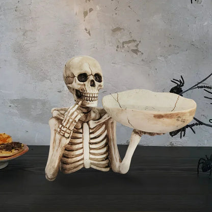 Resin Skull Tray Ornament with Bowl