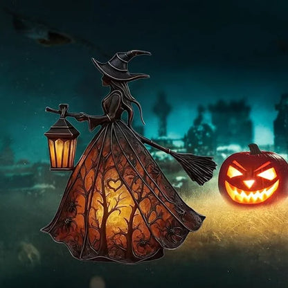Gothic Spooky Witch Decor with Holding Lantern