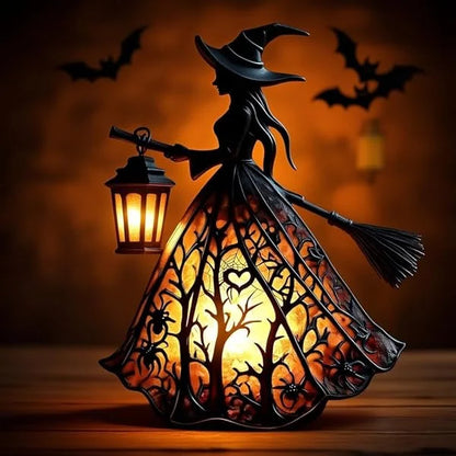 Gothic Spooky Witch Decor with Holding Lantern