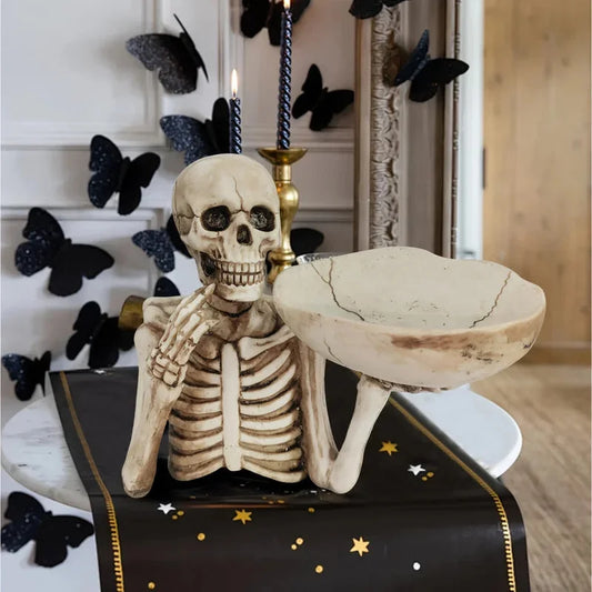 Resin Skull Tray Ornament with Bowl