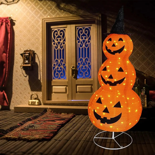 Pre-Lit Light Up Pumpkin with Hat